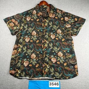 Men's Short-Sleeve Floral & Paisley Button-Down Shirt - Black